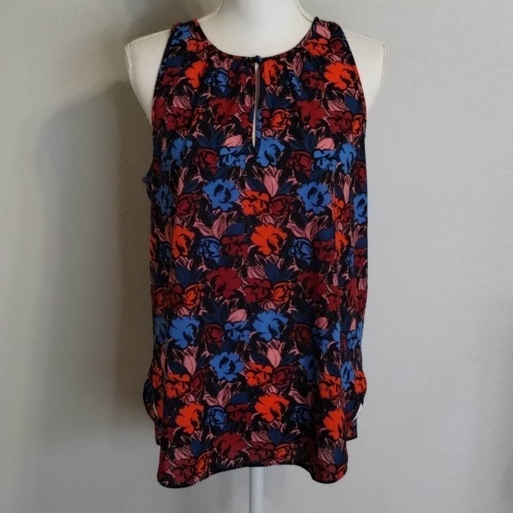 J. Crew Sleeveless Halter Blouse Size 6 Floral blue red orange summer top